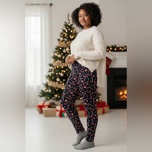 Terra & Sky Black Candy Cane Print Pants Sz xl 16 W